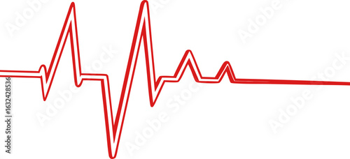 Heart rate pulse graph with a heartbeat line symbol, representing an ECG/EKG test report in vector style on a transparent background.