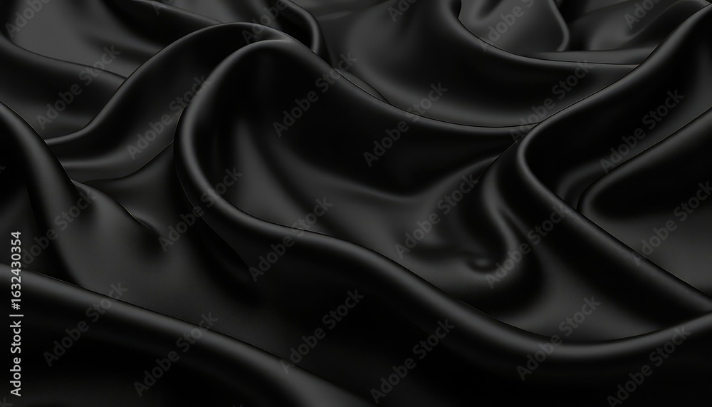 Obraz premium Deep folds of black fabric create a luxurious and elegant abstract textured background for projects that need sophistication