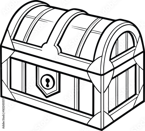Elegant, stylized treasure chest illustration for design projects.