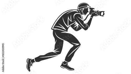 Photographer camera lens photo journalism photography equipment professional image capture moment ai generated icon sheet on transparent background