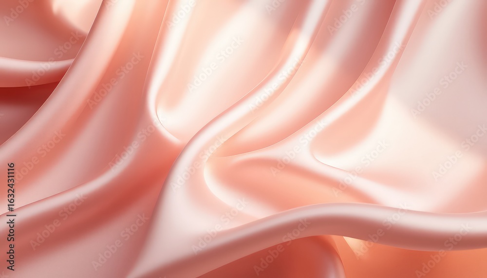 Fototapeta premium Luxurious Waves of Delicate Blush Pink Fabric Create Soft Folds and a Subtle Sheen, Evoking Elegance and Grace