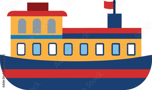 Tourist Ferry Boat Illustration
