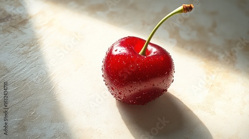 Ripe Cherry with Vibrant Red Color, Showcasing the Freshness of Seasonal Fruit