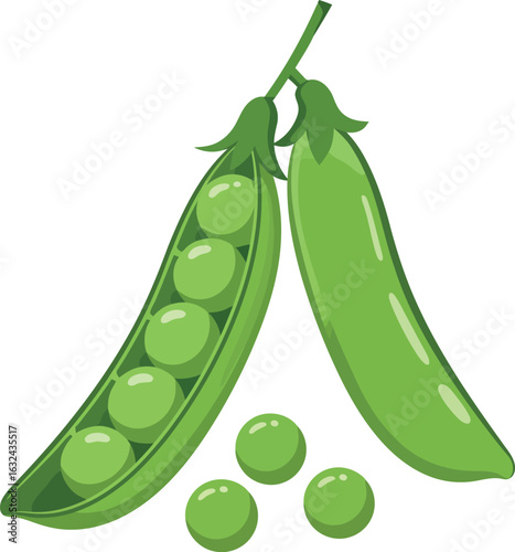 Fresh green peas pods isolated on white background