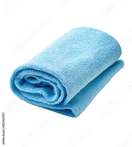Rolled light-blue microfiber towel