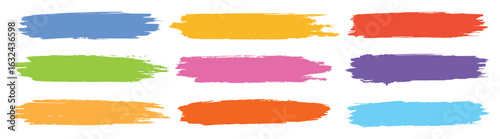 Wallpaper Mural Collection of colorful and black painted brush stroke rectangles in grunge style—perfect for graphic design, banners, labels, or hand-drawn creative accents. Torontodigital.ca