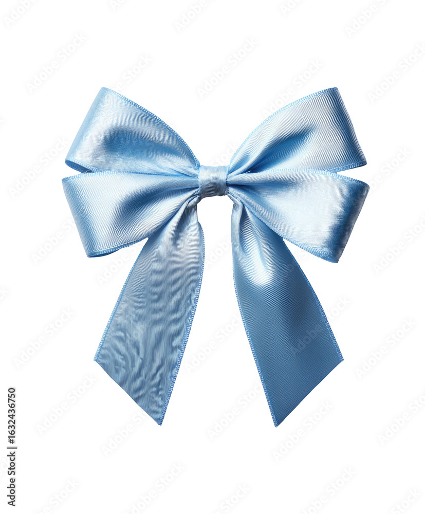 Naklejka premium Light-blue satin ribbon bow, full view