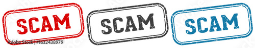 scam stamp. scam rectangular stamp set isolated on white background