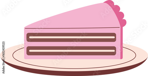A delectable slice of pink layered cake, served on a plate.