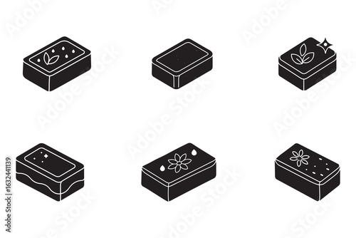 Collection of Soap Bars with Various Design Accents for Personal Hygiene and Skincare Routine Concepts Graphic Resource
