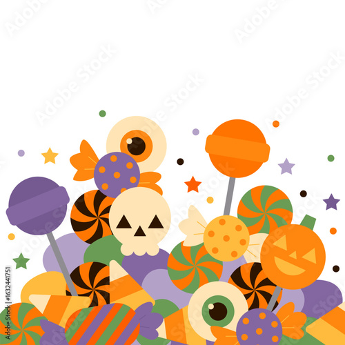 Halloween candy. Autumn treats for Halloween for children. Lollipops and sweets. Halloween candies
