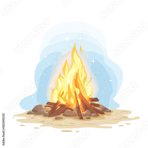 Firecamp on the beach clipart
