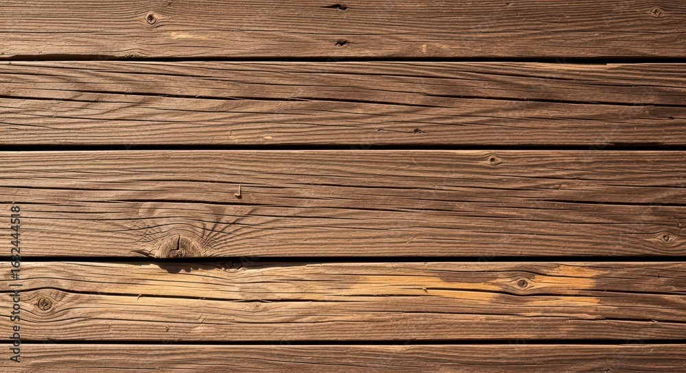 Fototapeta premium Close-up of a rustic dark wood surface. Horizontal timber planks showing natural grain and texture for a background.