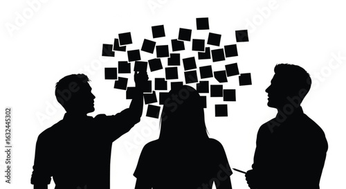 Person surrounded by sticky notes in office