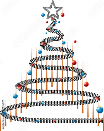 Christmas Tree Vector on white. Red Christmas Tree Painted illustration. Sketch, drawn or painted artistic illustration of a x mas tree. Ribbon Christmas Stylish Tree. Vector can be to any size.