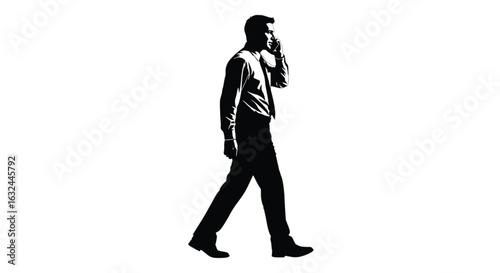 Man walking while talking on mobile phone
