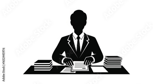 Businessman signing official documents at desk