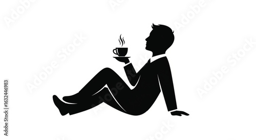  Man Drinking Coffee Sitting Calmly