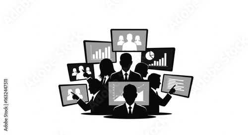 Business Team Working Together on Screens