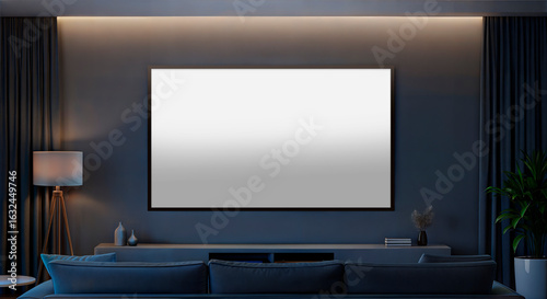 Foto Modern Living Room with Large Blank Screen and Ambient Lighting