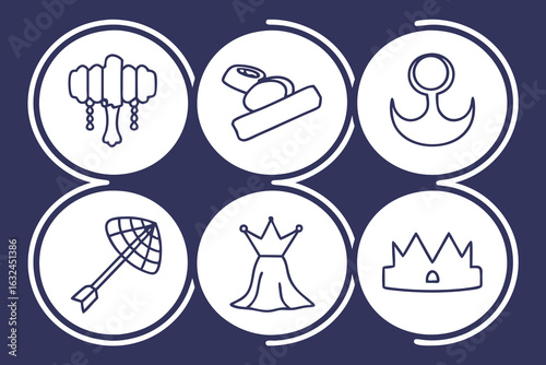 Set of high quality icons Collection of Outline Icons Representing Various Objects and Symbols vector illustration