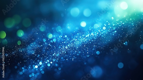 Blue Glittery Bokeh Background with Sparkling Particles 