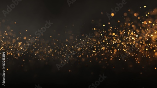 Elegant dark background with subtle golden dust particles and bokeh light effects creating luxurious atmospheric design perfect for premium projects