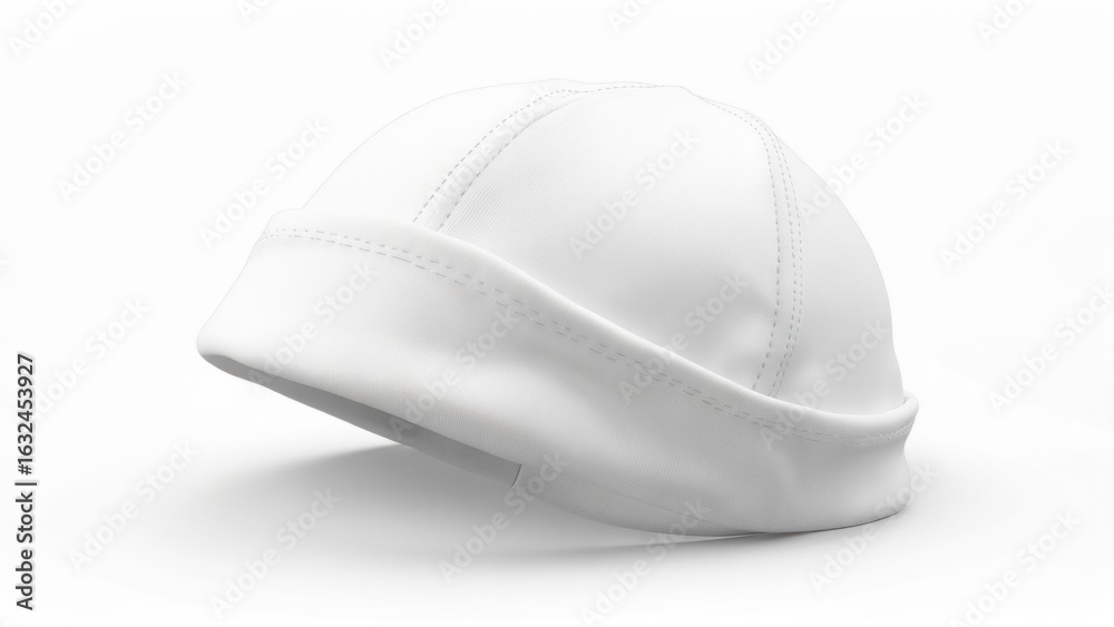 Fototapeta premium White beanie angled on white background