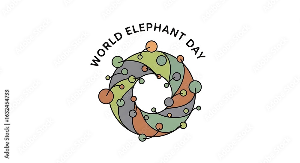 Fototapeta premium Celebrate World Elephant Day with a beautiful circular design