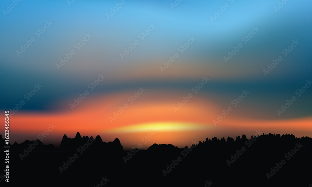 Fototapeta premium Abstract Mountain Landscape with Color Layers