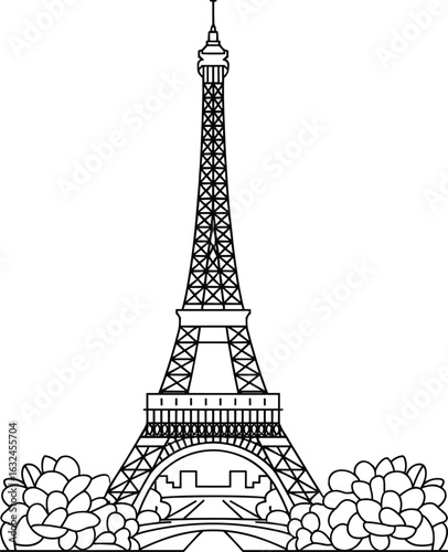 Iconic Parisian tower structure with floral accents landmark architecture.
