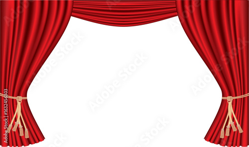 Classic Red Stage Curtain Frame with Rope Ties
