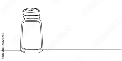 Minimalist One Line Salt Shaker Illustration for Kitchen Decor, Salt or paper shaker one line continuous drawing. Kitchen tools continuous one line illustration. Vector minimalist linear illustration.