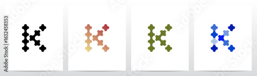 Plus Thick Symbol Interconnected Attached Letter Initial Logo Design K