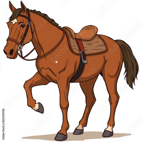  Horse with wooden saddle