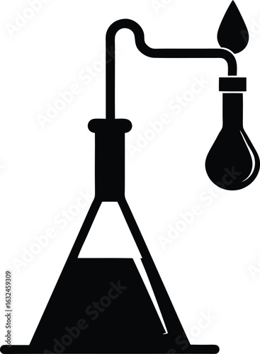 black silhouette a bunsen burner on white backgrou.eps