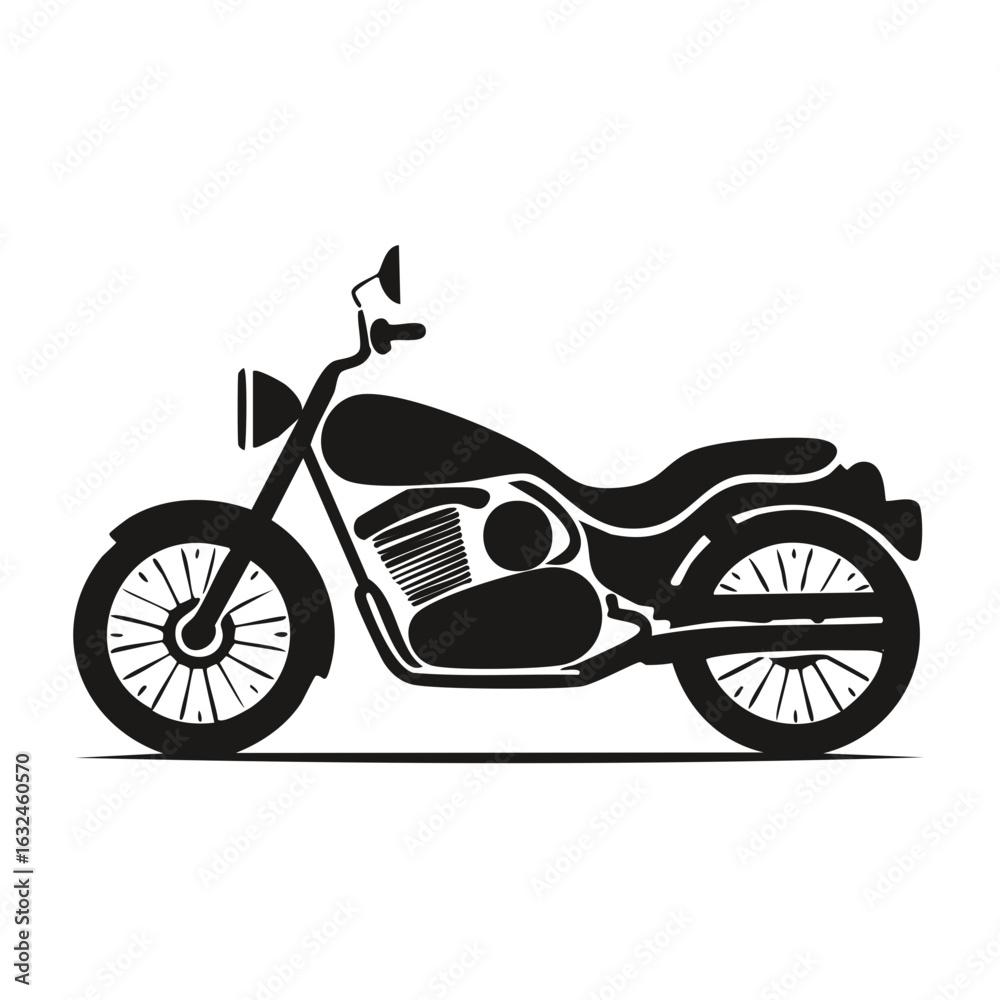 Fototapeta premium Classic black cruiser motorcycle silhouette vector icon for design elements