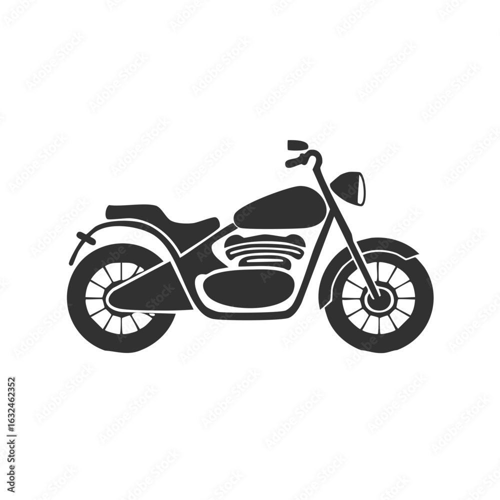 Fototapeta premium Classic cruiser motorcycle silhouette. Black motorbike vector icon for transportation or travel.