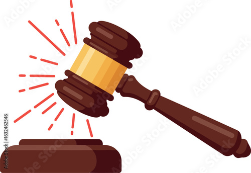 Justice gavel striking sound wave