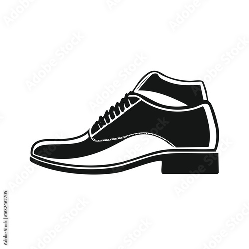 Elegant Black Men's Dress Shoe Vector Illustration