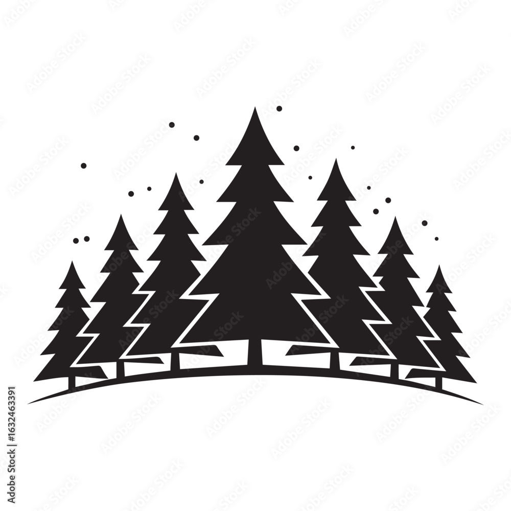 Fototapeta premium Christmas tree Silhouette Vector Illustration Design