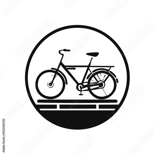 Classic Bicycle Icon Illustration Bike Lane Graphic Design Cycling Path Sign