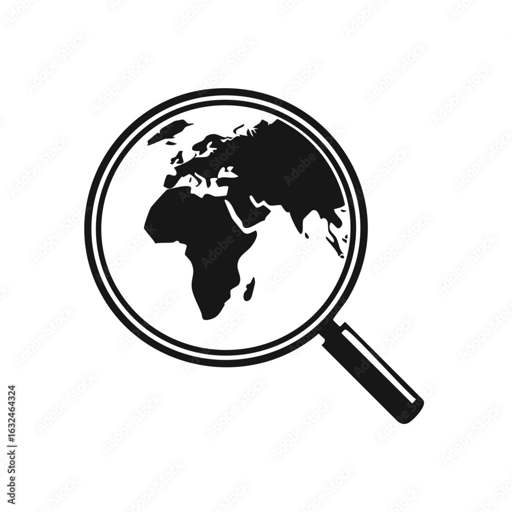 World Map Seen through Magnifying Glass: Global Exploration and Discovery World Map Seen through Magnifying Glass: Global Exploration and Discovery