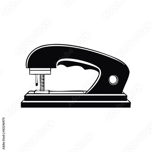Stapler office supply tool shown in a simple black and white vector illustration