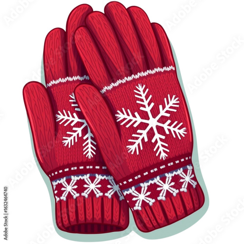 Snowflake-patterned gloves.