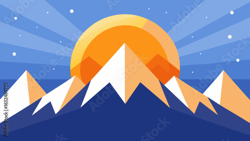 sunrise in the alps with snow glittering in sunli