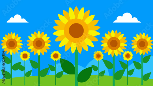vibrant sunflower field under clear blue sky 