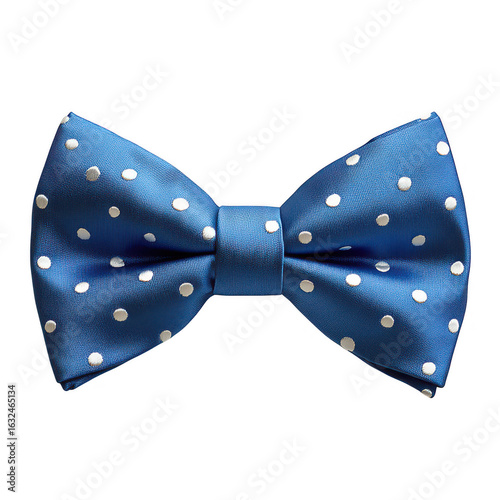Blue polka dot bow tie isolated on transparent background
