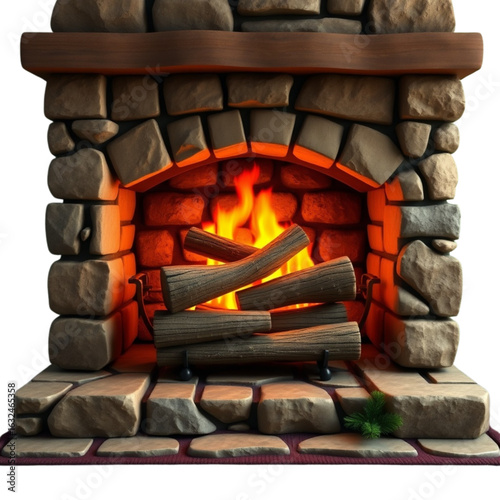 Fireplace with burning wood