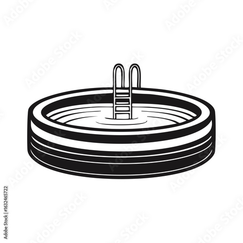 Swimming Pool Illustration Minimalist Black and White Graphics Water Leisure Recreation Pools Ladders